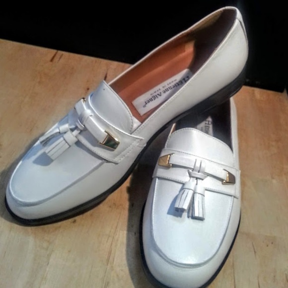 Etienne Aigner Shoes - Etienne Aigner White leather tassle loafers 8M NWT